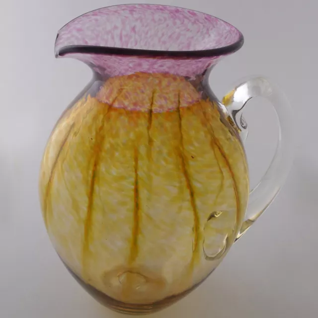 FINE British Studio Art Glass Pitcher Jeff Walker Robin Smith — Signed & Dated