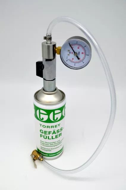 Gefäßfüller 400ml mit Adapter für Ausdehnungsgefäße mit Absperrung und Manometer 2