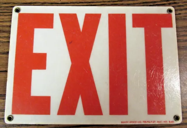 Vintage Brady Exit Sign with Rivets FIR-PG-7-27