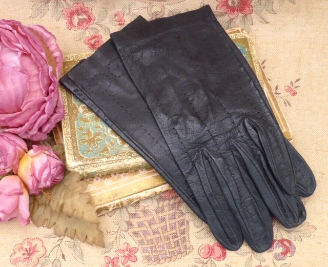 ANCIENNE PAIRE de GANTS en CUIR pour FEMME taille 6 1/2 des années 1950