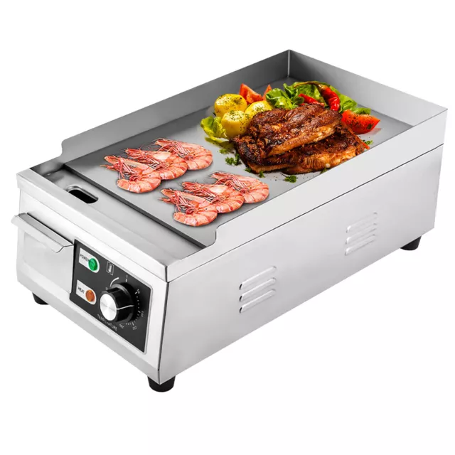 2000W Electric Griddle Grill Countertop BBQ Hot Plate Stainless Steel 50°C-300°C