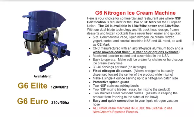 G6 Elite Nitrogen Ice Cream Machine