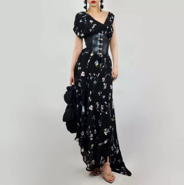 Preen Line Thornton Bregazzi Dana Floral Print Asymmetrical Maxi Dress Rrp £410