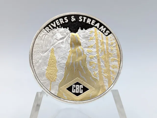 CBC "Rivers and Streams" 2oz .999 Fine Silver Round **with 24k Gold Layering**
