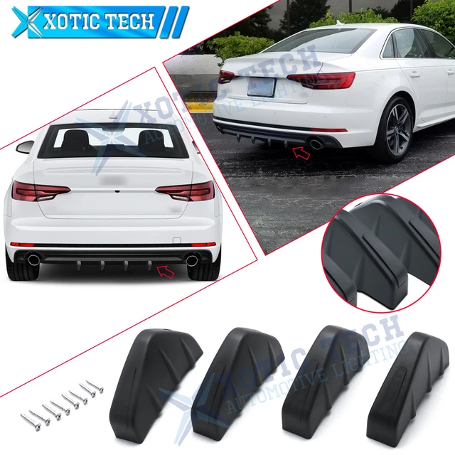 4X MATTE BLACK Rear Bumper Diffuser Shark Fins Lip Spoiler Splitter For ...