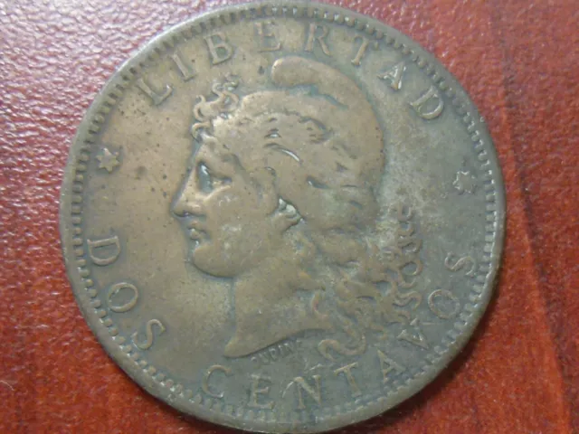 1884 Argentina Dos (2) Centavos Coin