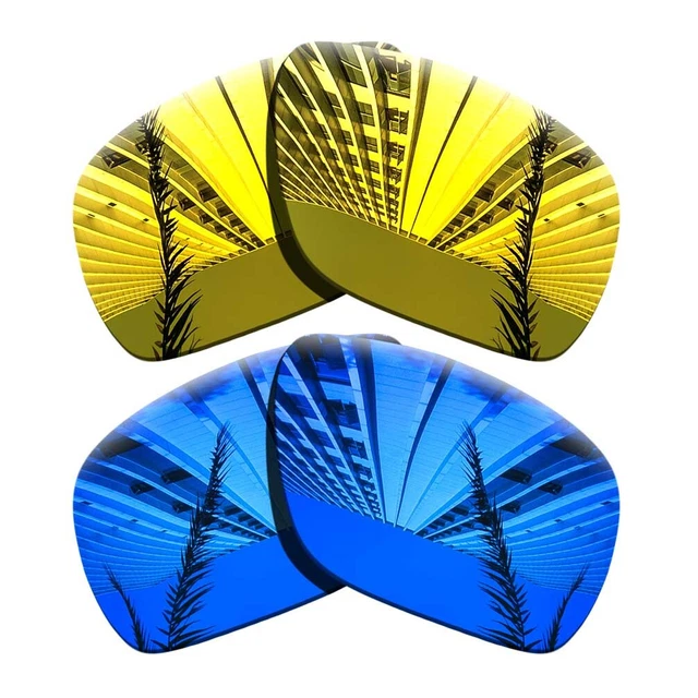 2 Pairs Polarized Lenses Replacement For-Oakley Dispatch 1-Golden+Purple Blue