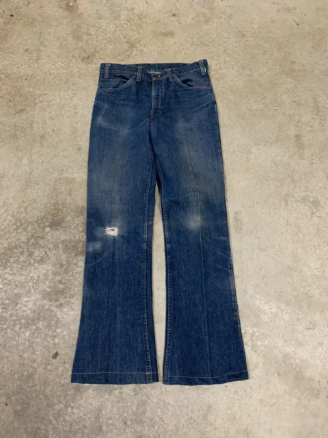 Vintage 70s Levis Usa 646 Orange Tab Blue Denim Bell Bottom Jeans Size 30x31