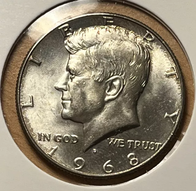 1968 Usa Kennedy Denver Mint 0.400 Silver Half Dollar Coin Good Grade.