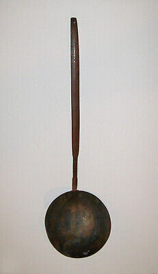 Old Antique Vtg 19th C 1800s Hand Wrought Iron and Brass Open Hearth Deep Dipper