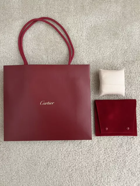 Bolsa de viaje Cartier con almohada de joyería/reloj y bolsa de compras mediana