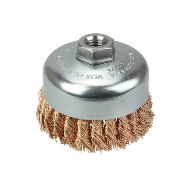 Weiler 12776 4" Single Row Knot Wire Cup Brush 0.020" Bronze Fill, 5/8"-11 UN...