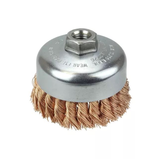 Weiler 12776 4" Single Row Knot Wire Cup Brush 0.020" Bronze Fill, 5/8"-11 UN...