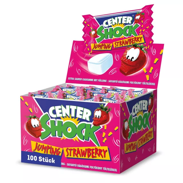 Center Shock Jumping Strawberry gomma da masticare fragola extra acida 1,1 kg NUOVO MHD 12/25
