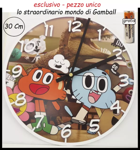 OROLOGIO in CAMERETTA BAMBINI di GAMBALL da parete NUOVO CARTONI ANIMATI PILA @