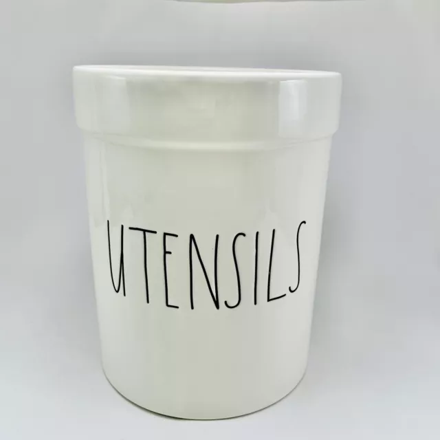 Rae Dunn Large Kitchen UTENSILS Holder Jar Canister 8” Magenta Collection White