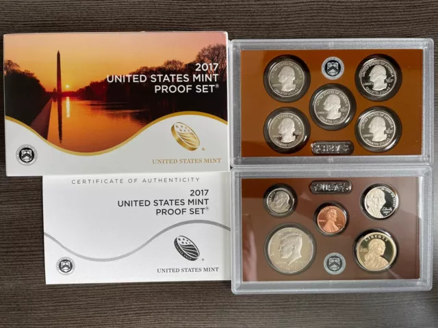 2017 US Mint Clad 10-Coin Proof Set with Original Box & COA, Uncirculated