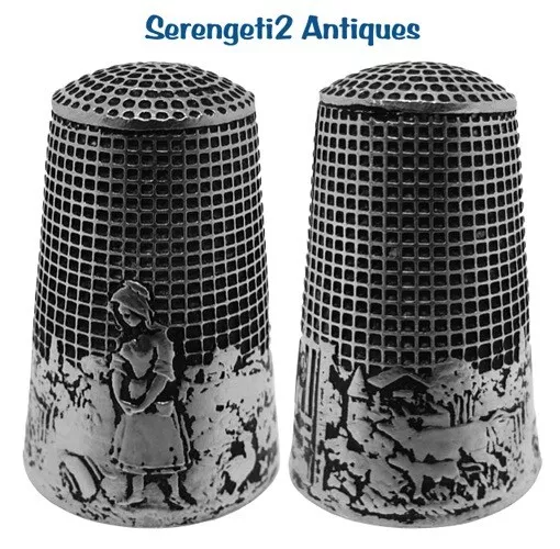 Sterling Silver Thimble FRANCE ‘Milkmaid'  *C.20th Century
