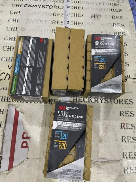 4X2PK 3M Sandblaster Pro 120 and 220 Grit Dust Channeling Sanding Sponges