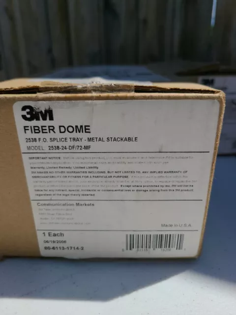 3m Fiber Dome Splice Tray metal stackable NEW 2538-24-df/72-Mf (fo)