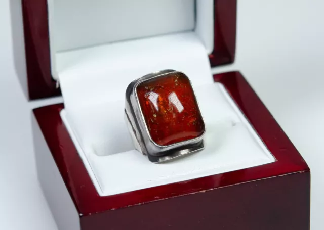 835 Silber - antiker Art Deco Ring - natürlicher Bernstein - Georg Kramer