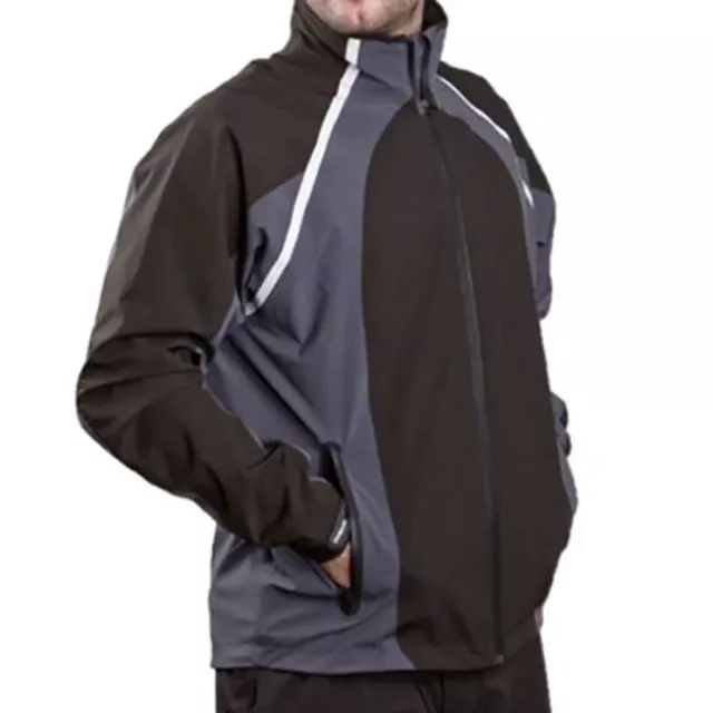 Proquip Mens Pro-Flex Lined Full Zip Golf Waterproof Jacket BRAND NEW Black/Grey