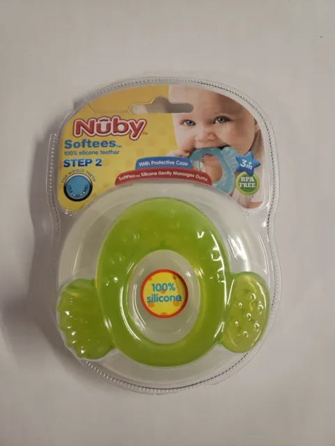 NUBY SOFTEES STEP 2 TEETHER Protective Case 100 % Silicone 3+ month NIP   READ