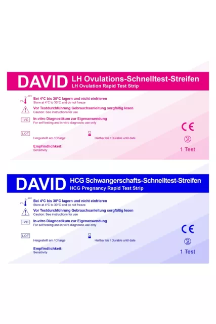 50 David Ovulationstest Streifen + 10 Schwangerschaftstests 10miu/ml