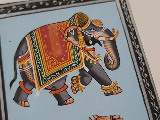 Original Antique Indien Œuvre Naturel Soie Peinture Main Peint Art Inde