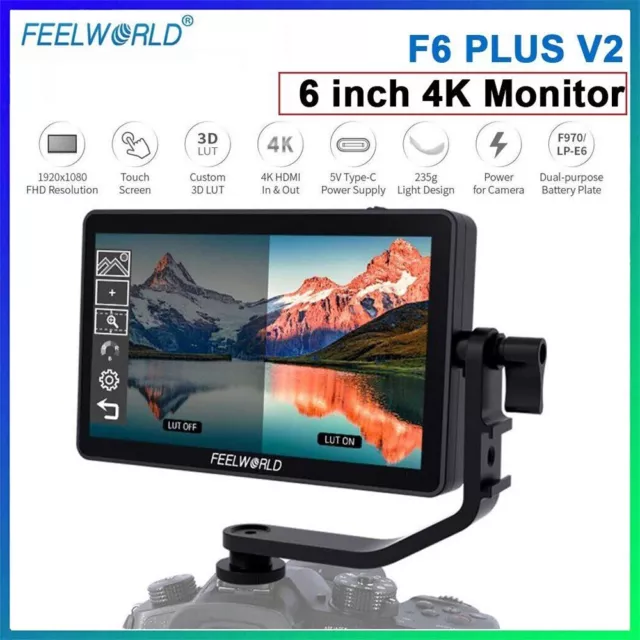 FEELWORLD F6 Plus V2 6 Inch Camera Field Monitor 3D LUT Touch Screen 4K HDMI HDR