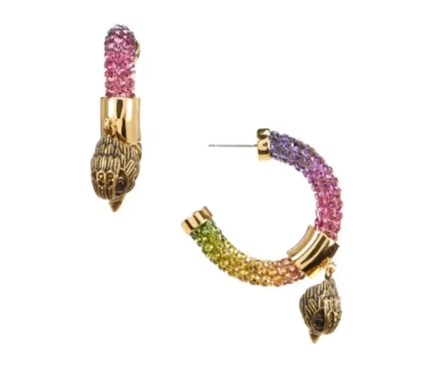 NWT Kurt Geiger London Signature Eagle Rainbow Mesh Hoop Earrings