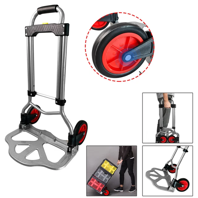 Carrello Pieghevole Per Scale In Alluminio Con Ruote Triangolari - Portata 75kg, Altezza Regolabile Per Traslochi E Casse - 2