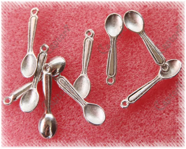 10 CHARMS CUCCHIAI charm casa CIONDOLI PENDENTI DIY POSATE IN ARGENTO TIBETANO