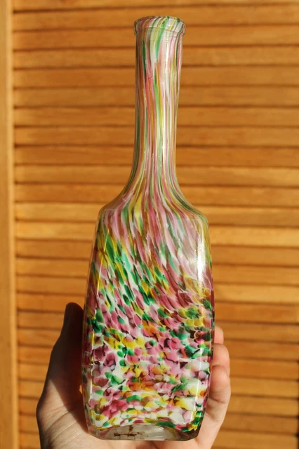 Beau Vase Carafe Soliflore Ancien Pate de Verre Clichy 1900