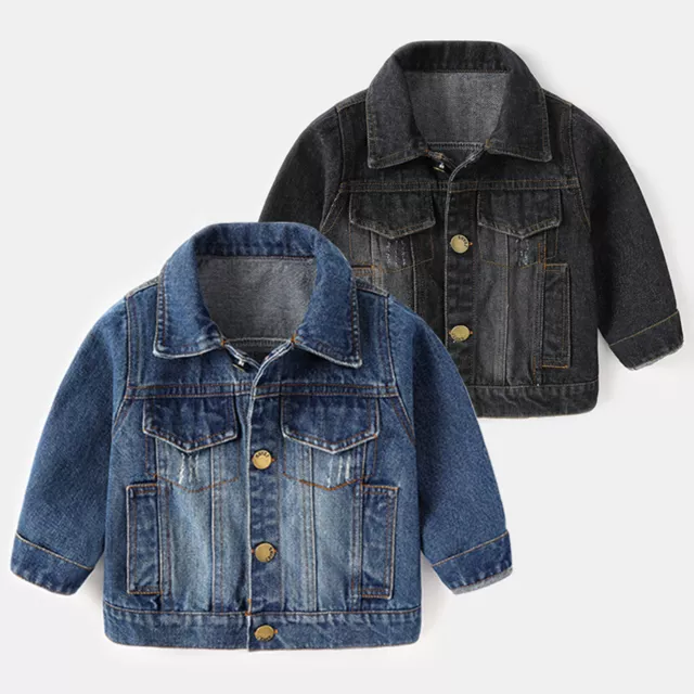 Child Kids Toddler Infant Baby Boys Girls Long Sleeve Denim Jacket Coats