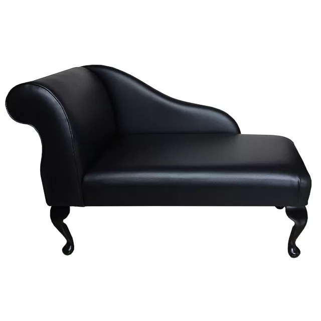 41" Small Chaise Longue Lounge Sofa Bench Seat Chair Black Faux Leather UK