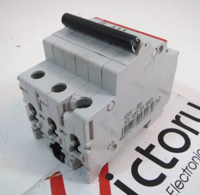 Used ABB Circuit Breaker, 20A, 3 Pole, 480V, P/N: S203-D20