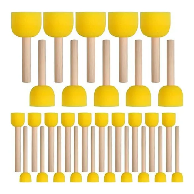 Sponge Painting Brushes High-quality Durable Reusable with Wooden Handle