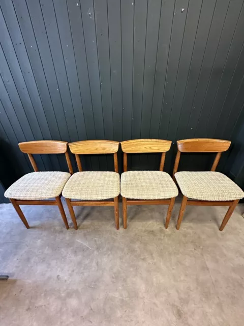 Mid century Vintage 1960’s danish Teak farstrup lipped back teak Set 4 chairs