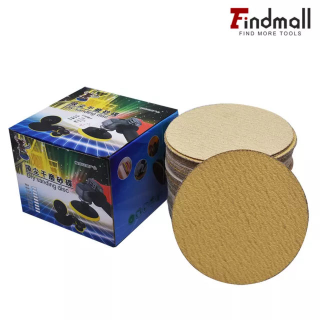 Findmall 100 Pack 6" 60 - 320 Grit NO-Hole Hook Loop Pads Flocking Sanding Disc