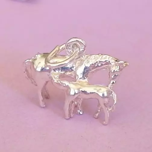 Horse and Foal Charm Pendant STERLING SILVER