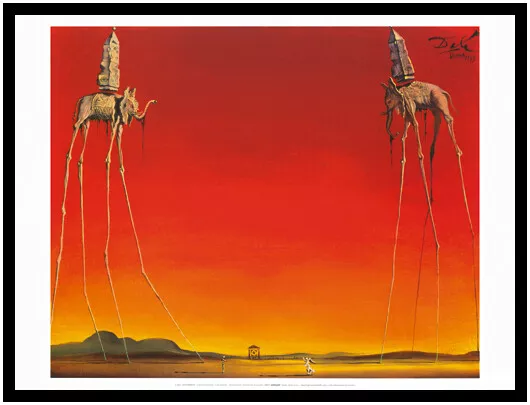 Salvador Dali Poster Kunstdruck Bild im Alu Rahmen Les elephants 60x80cm Neu