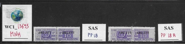 WC1_13695. ITALY: TRIESTE FTT. Variety 10 L. 1950 parcel. Sc. Q18, Sas PP18A MNH