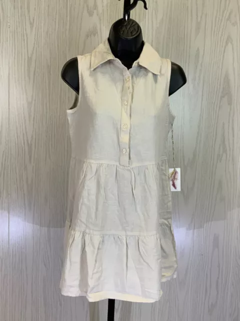 Jessica Simpson Sleeveless Button Dress, Women's Size XS, Beige NEW MSRP $128