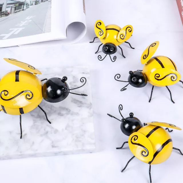 4PCS Decorative Metal Art Bumble Bee Backyard Garden Accents Wall Ornament AU