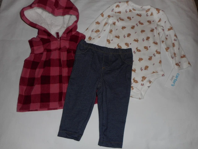 Carters 3-Piece Baby Girl Outfit - Infant Size 6 Months - New