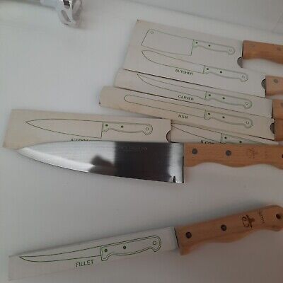 Chefs Collection Knife Set New Original Sleeves Wooden Handles Set of 15 Knives