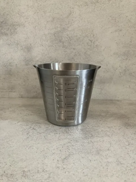 AMCO Measuring Beaker With Handle Two Spouts 18/8 Stainless Steel 1 1/2 Cups