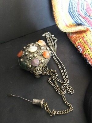 Old Tibetan Local Silver Sniff Bottle on Chain …beautiful collection piece 3