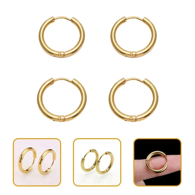 2 Pairs Mini-Creolen Kreisförmige Ohrringe Geschenksets Metall